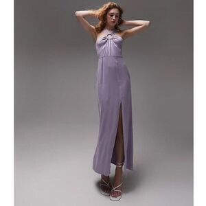 Topshop Asos Maxi Dress 4 Halter Open Back Side Slit Night Out Wedding Purple